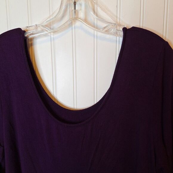 Moa Womens Plus‎ Size 4XL Pullover Babydoll Tunic Top Burgundy Stretch Short Slv - Picture 5 of 11